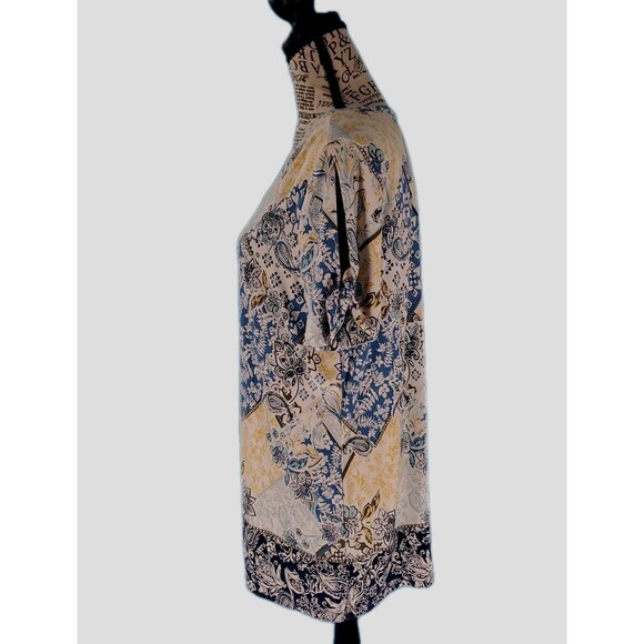 Women Short Sleeve Top Lg Floral Boho Multicolor Open Sleeve Lightweight Casual - Picture 6 of 16